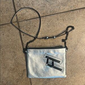 Rebecca Minkoff Silver and Black Crossbody Bag with Sleek Design